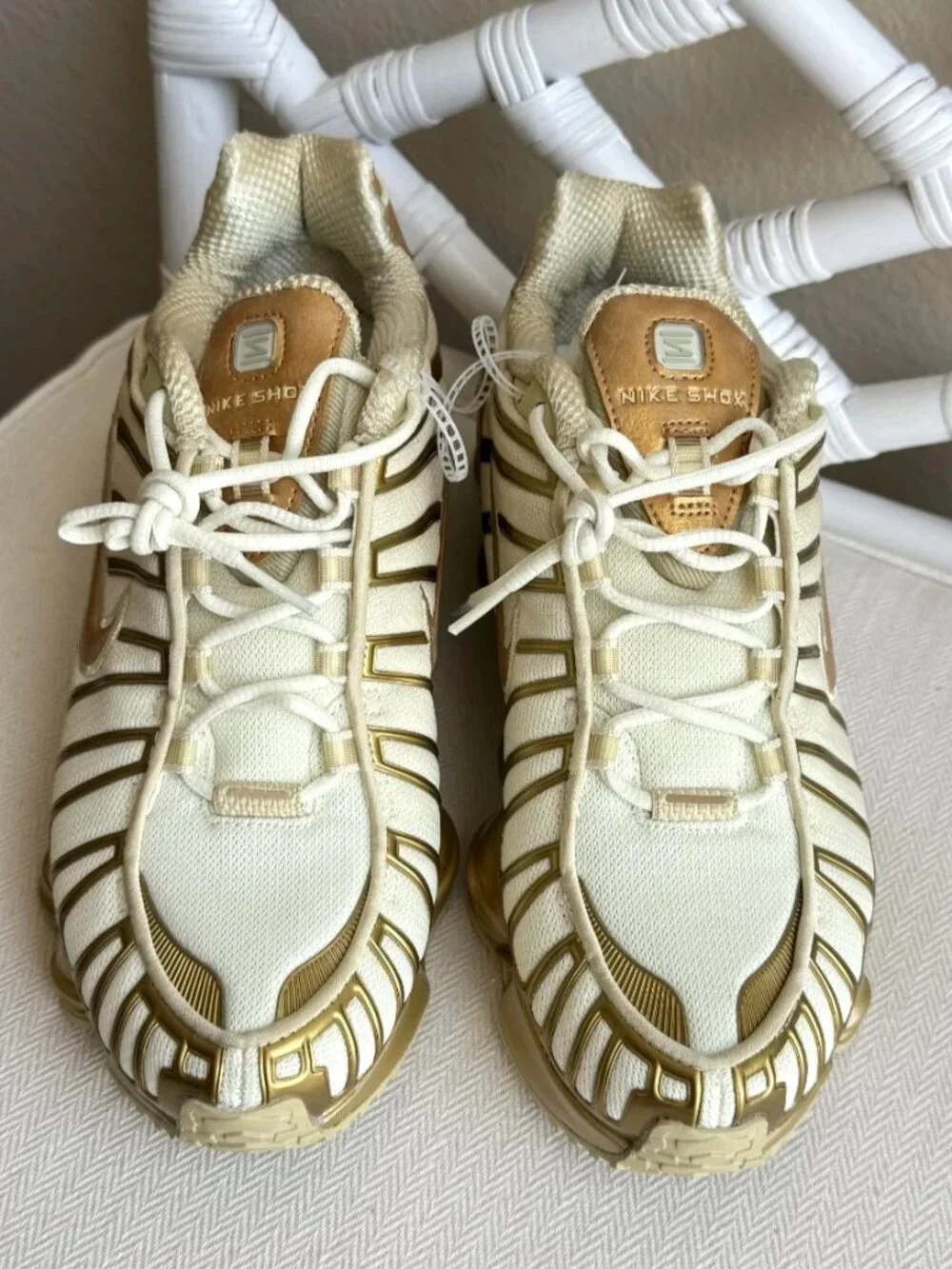 Nike Shox TL Women's Coconut Milk Metallic Gold  Sneakers Size 9 IM7189-113 NWOB